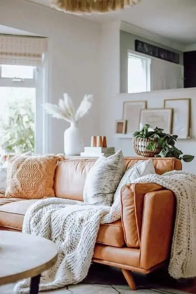 Leather Sofa Meets Natural Light
