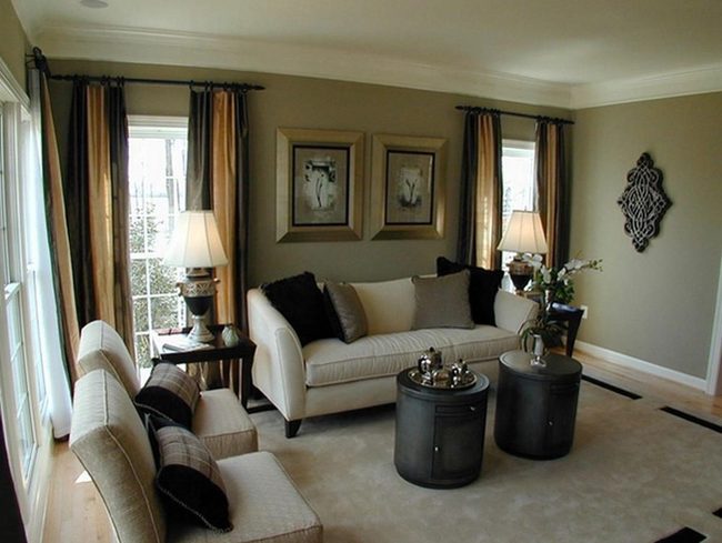 Deep Brown Furniture Against Beige Walls