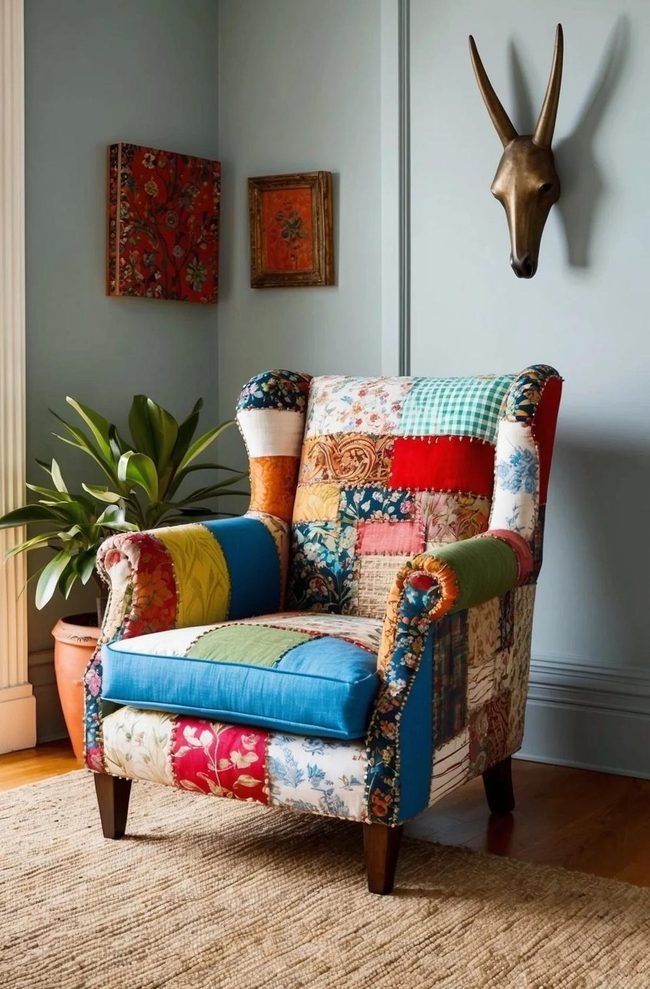 Multicolor Patchwork Statement Chair