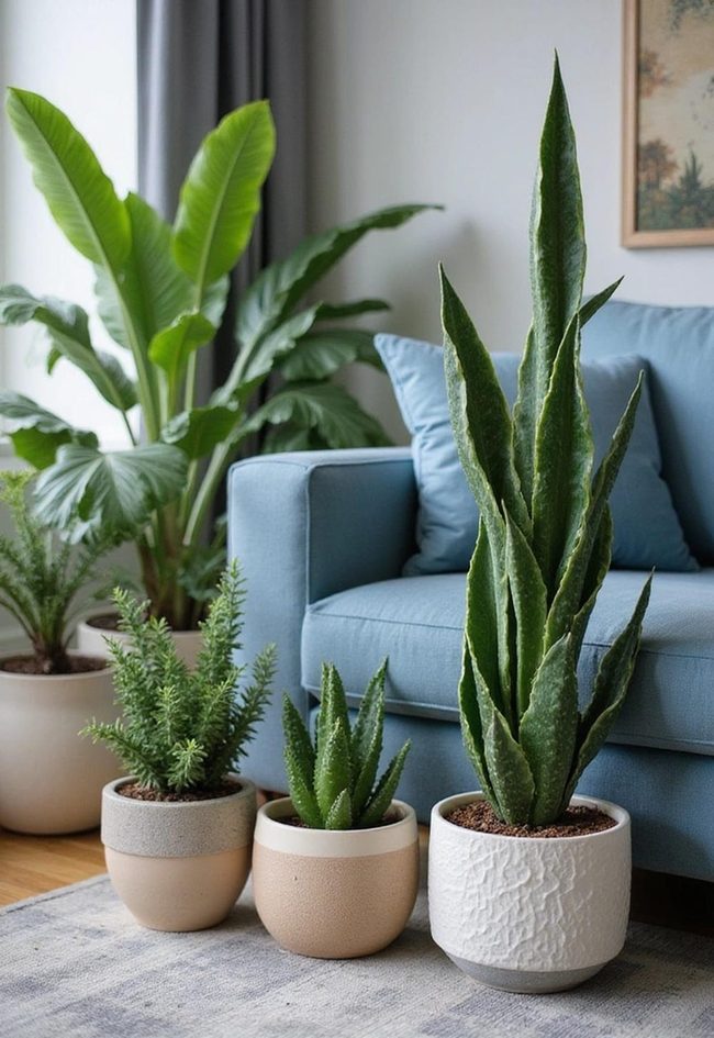 Green Plants Transform Blue Grey Living Space