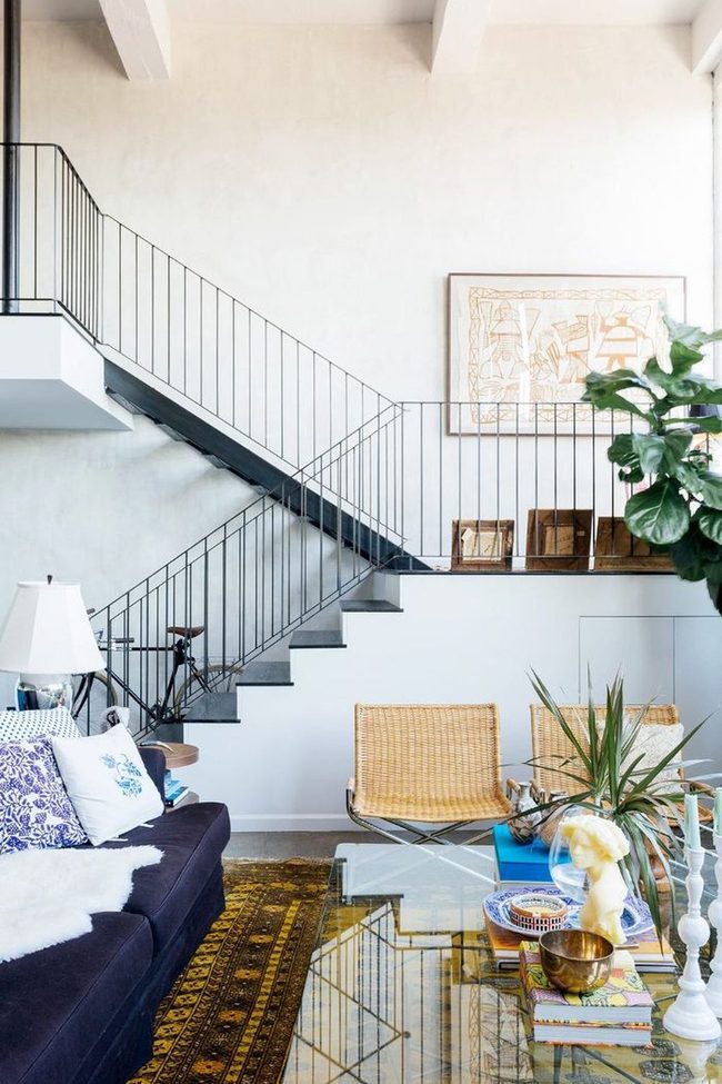 Woven Chairs Meet Deep Blue Sofas