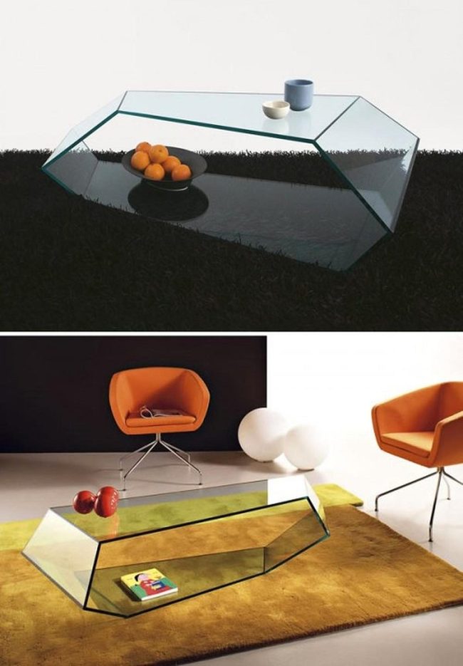 Glass Top With Warm Orange Accents