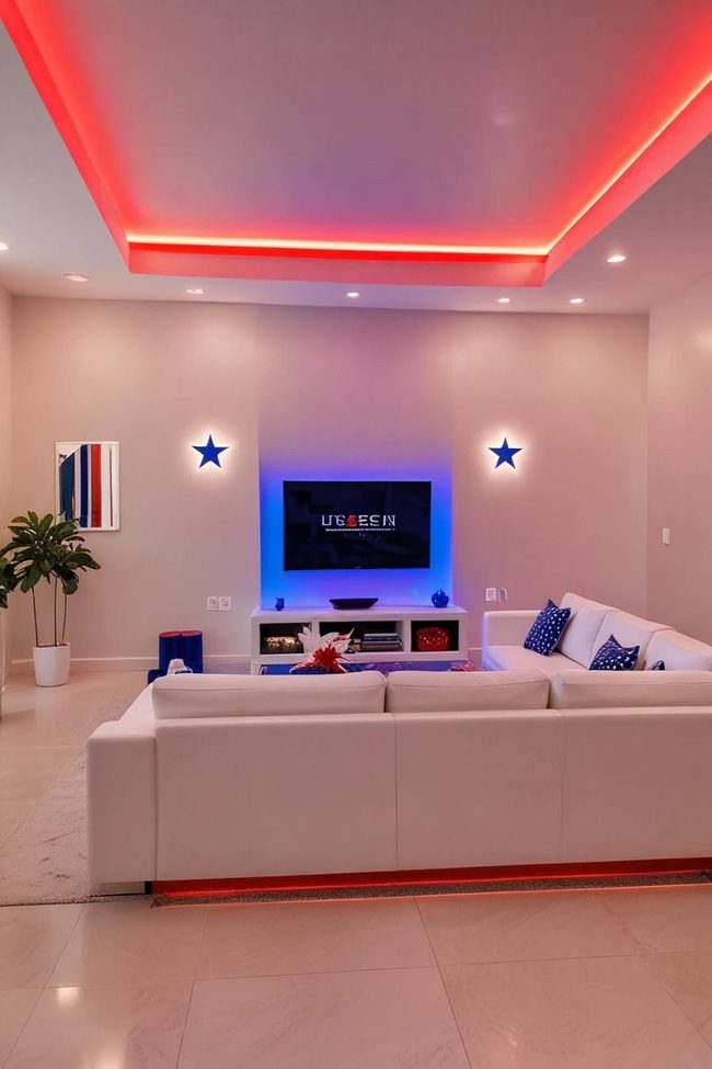 Red White Blue Ceiling Lights