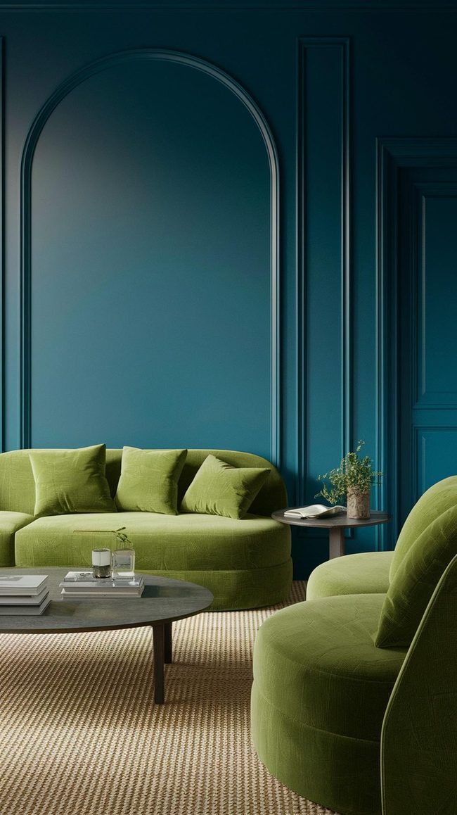 Dual-Tone Blue-Green Living Rooms