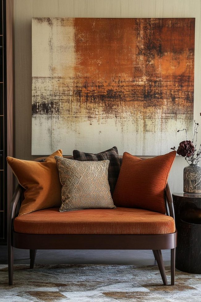 Burnt Orange Wall Art Focal Point