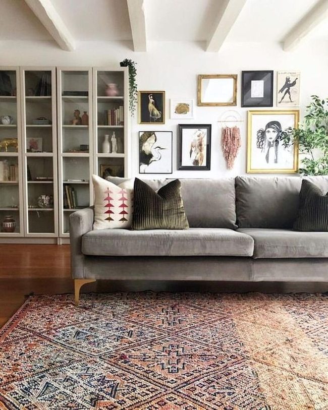 Gray Couch, Green Plants, Living Art