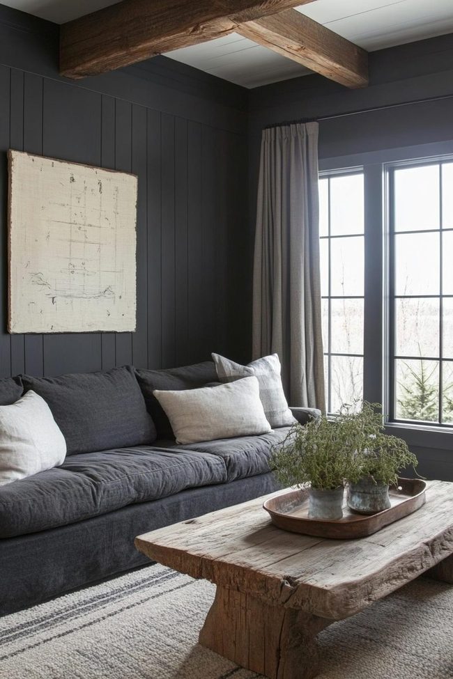 Dark Gray Sofa Farmhouse Living