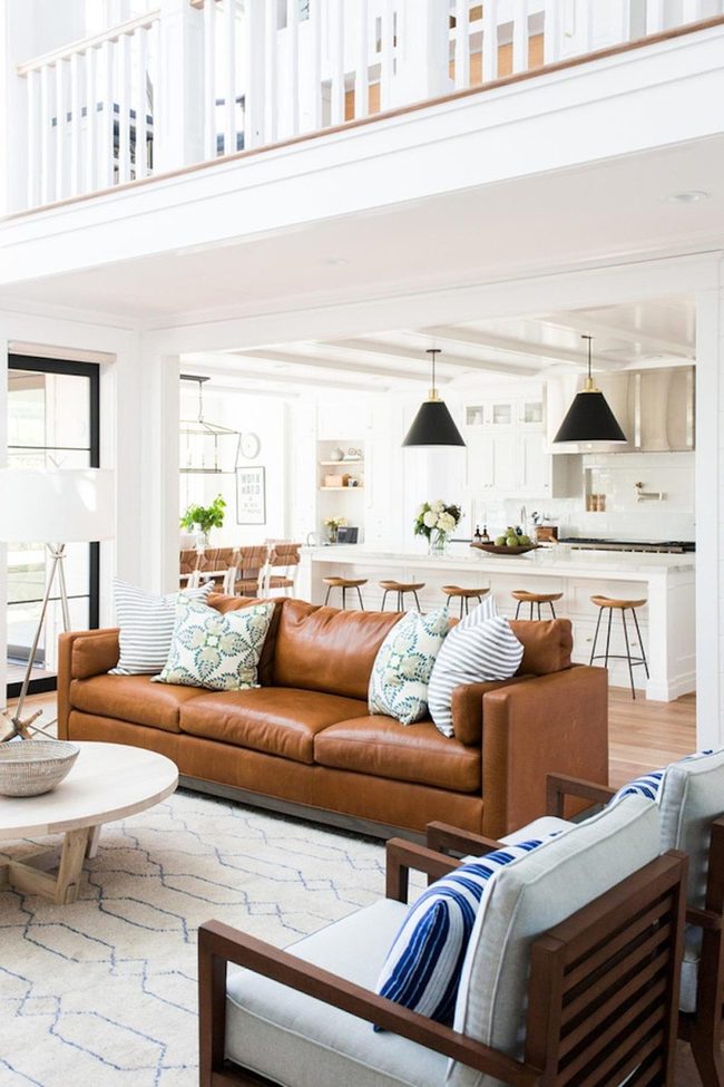 Cognac Leather Sofa Steals The Room