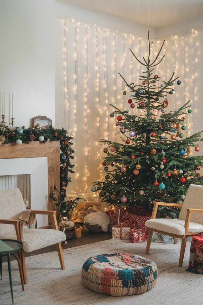 Neutral Wood Ornaments Sitting Area
