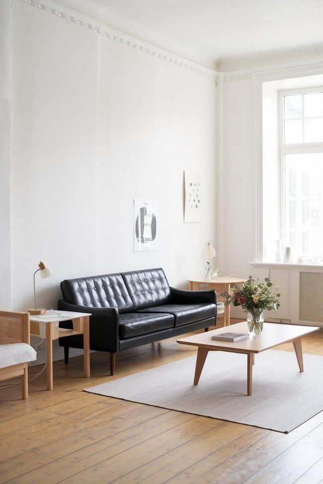 Black Leather Scandinavian Simplicity
