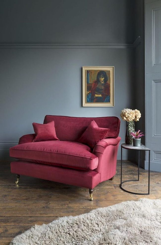 Red Loveseat Statement Corner