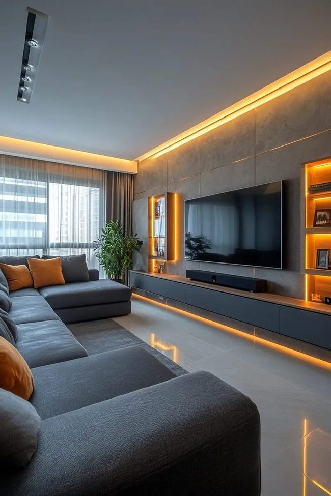 Dark Grey Sofa Meets Smart Home