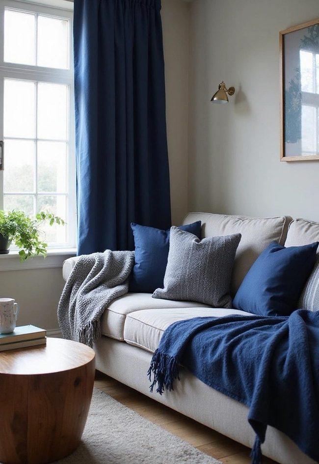 Navy Textiles Transform Living Room Depth