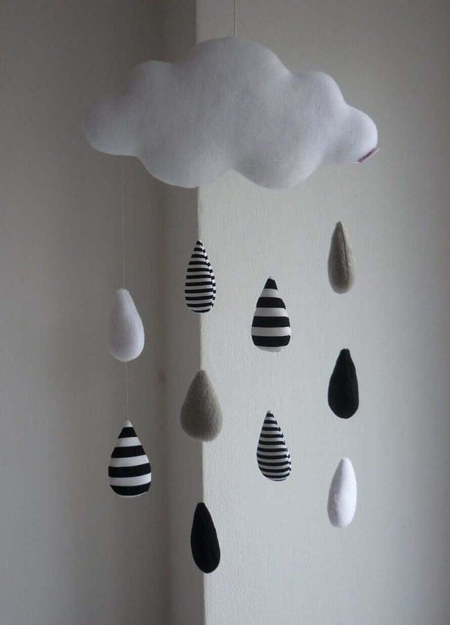 Black And White Raindrop Mobile