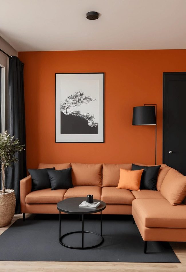 Burnt Orange Walls Black Furniture Impact