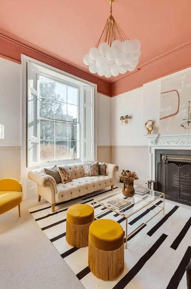 Pink Ceiling White Walls Sunshine