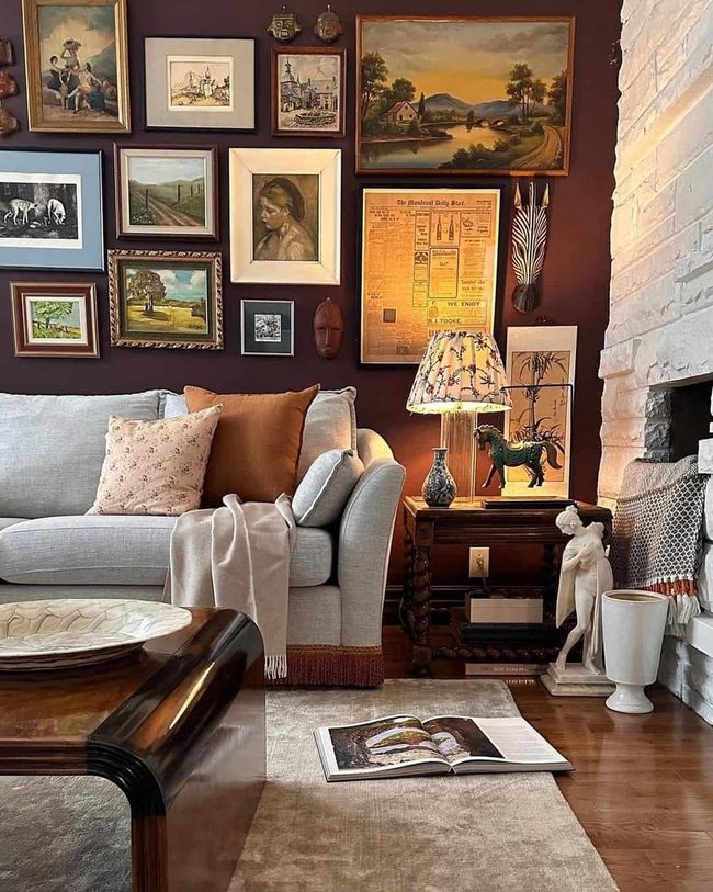 Plum Walls, Gallery Art, White Brick