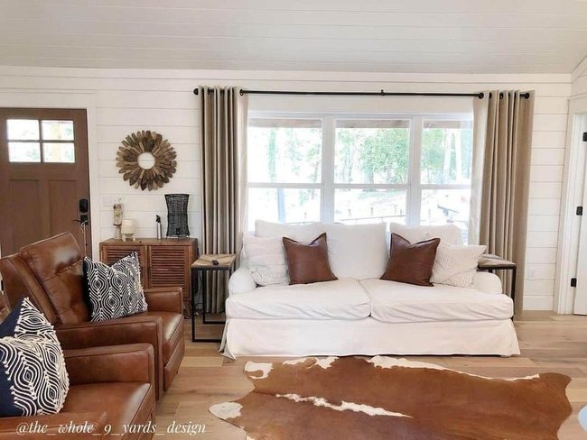 White Shiplap With Cowhide Warmth
