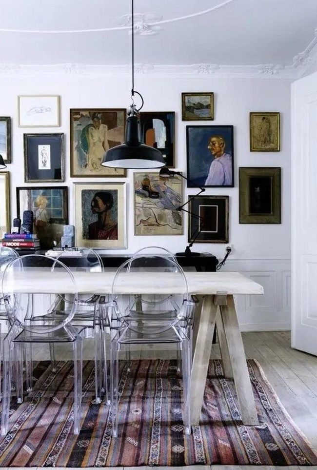 Solid Wood Table With Transparent Chairs