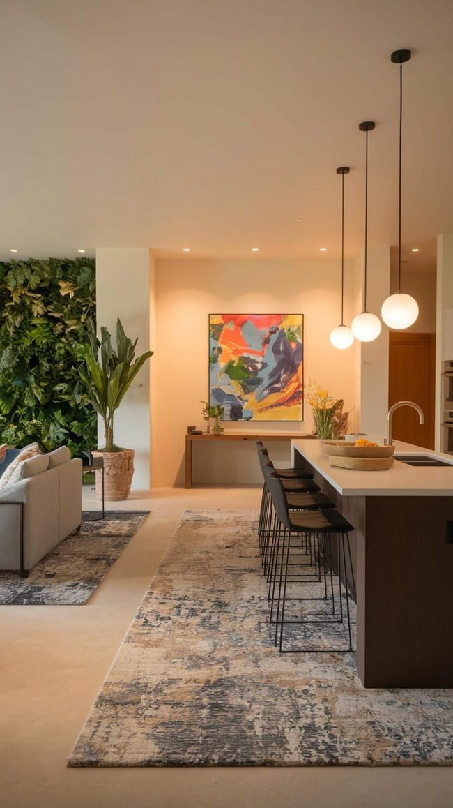 Large Area Rug Grounds Open Concept