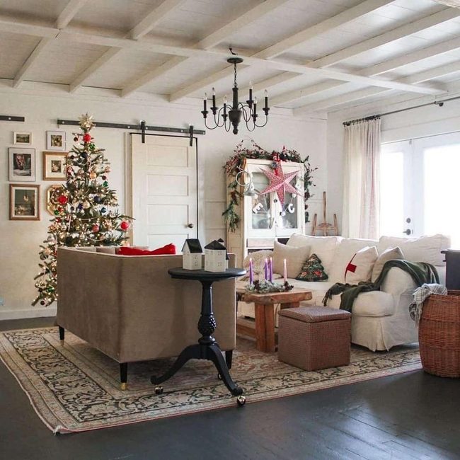 Crisp White Farmhouse Living Room