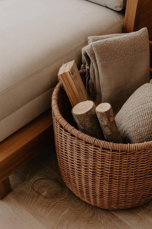 Oversized Woven Baskets Fireside Storage