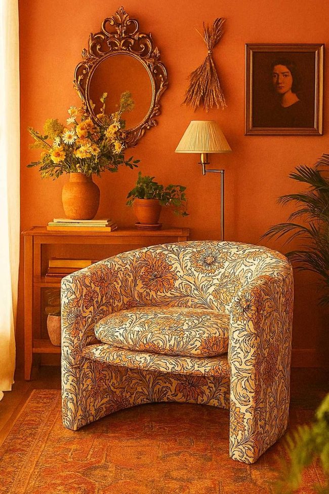 Floral Barrel Chairs Terracotta Appeal