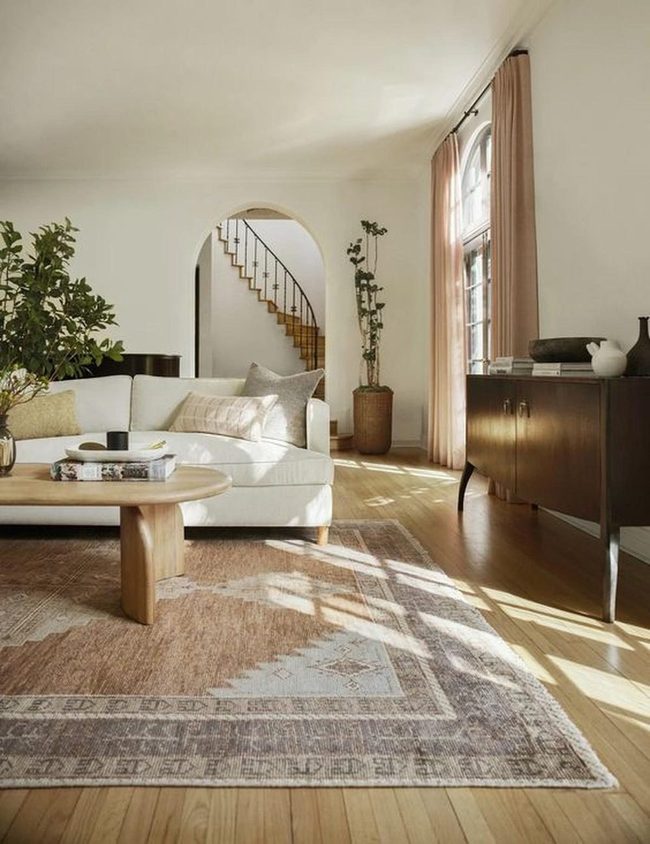 Light-Filled Wooden Floors And Soft Pink
