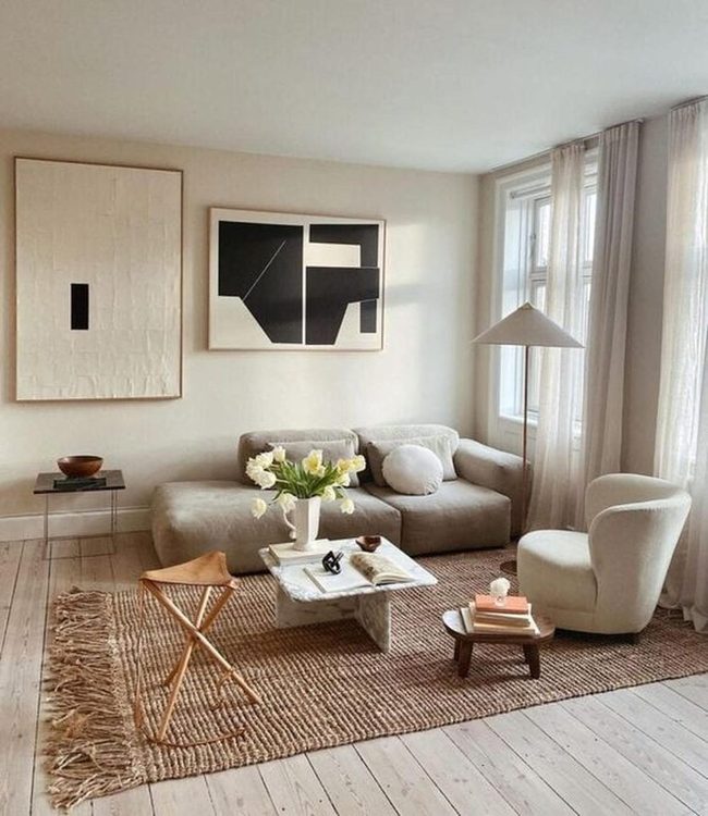 Bold Black Art Against Cream Walls