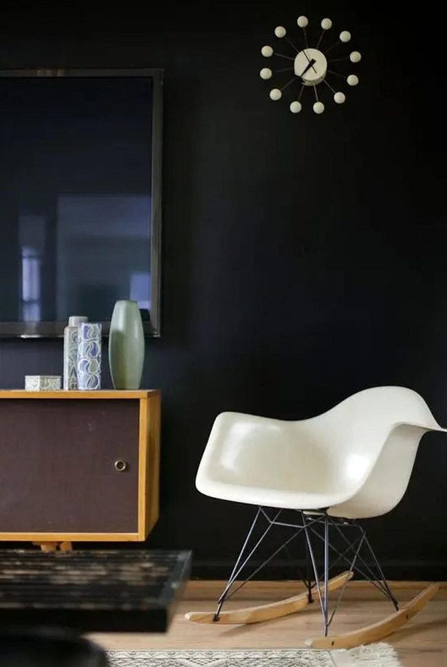 Dark Walls White Chairs Modern