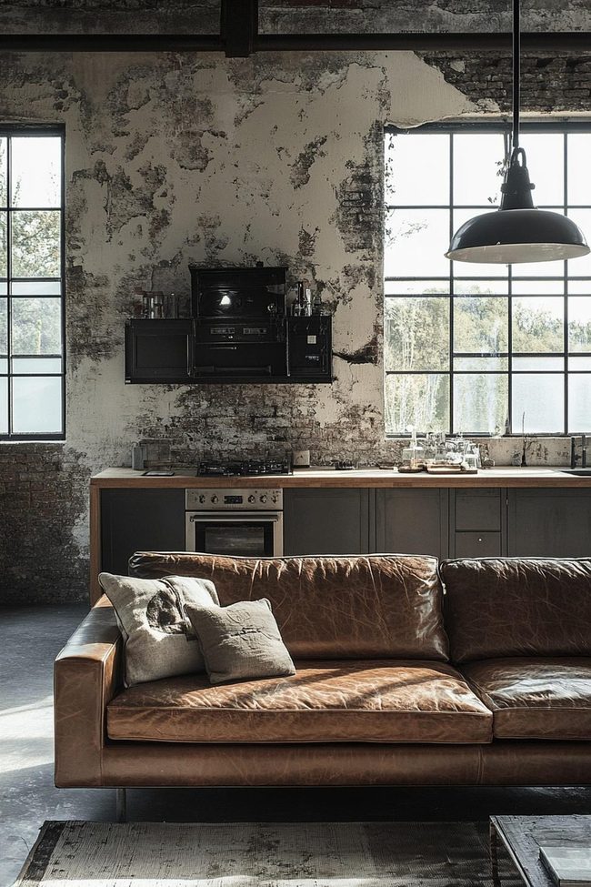 Distressed Leather Industrial Furniture