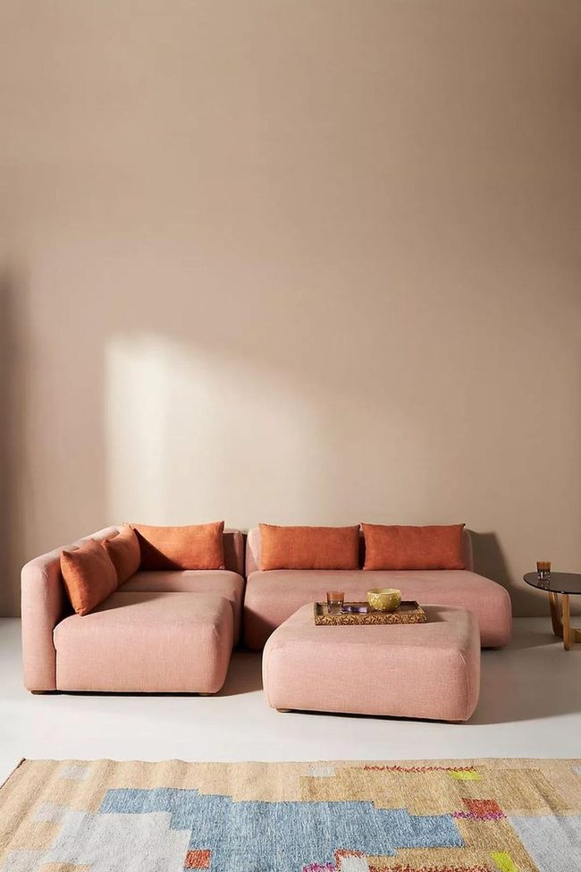 Coral Sofa Lifts Neutral Spaces