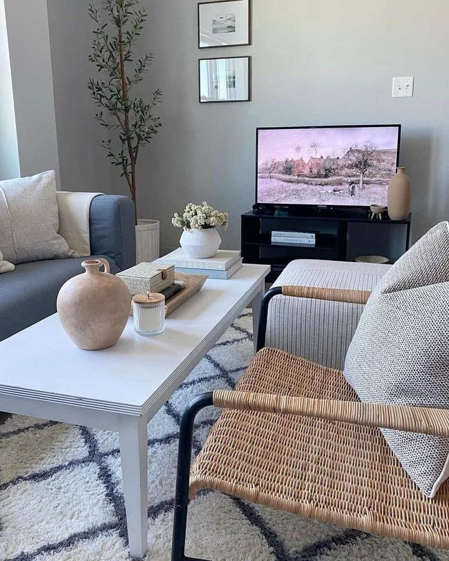 Wicker Warmth Against Gray