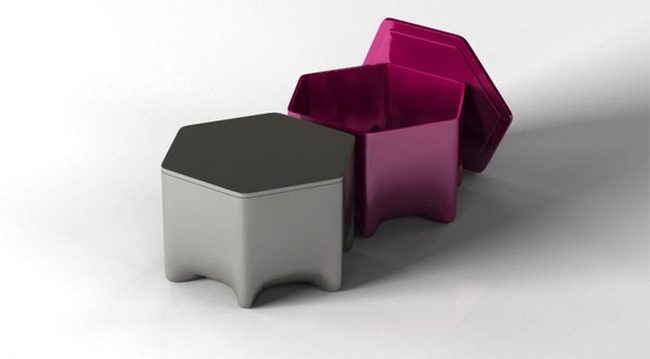 Hexagonal Storage Table With Seating