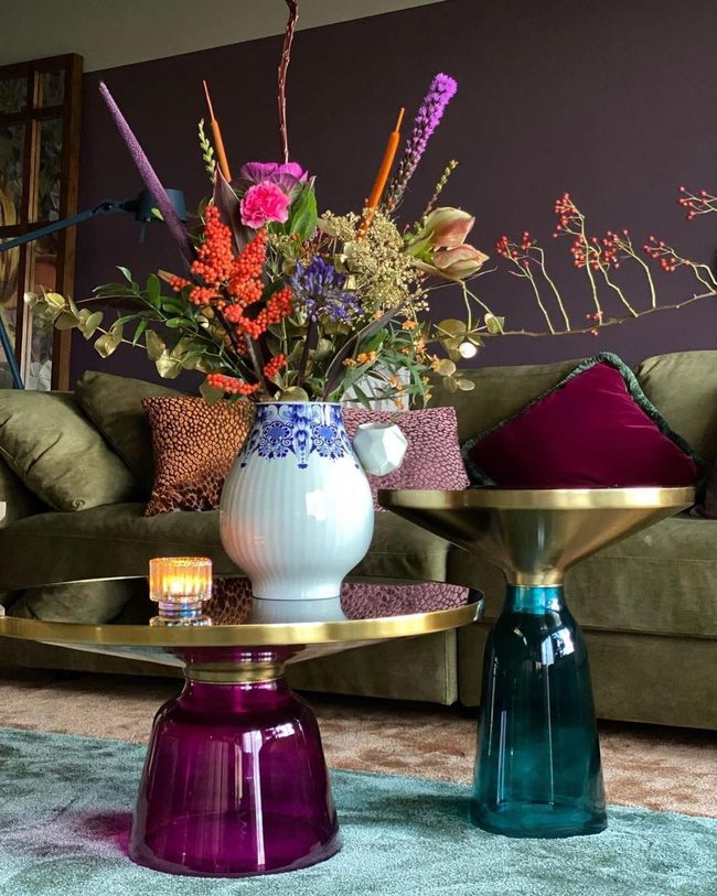 Transparent Glass With Colorful Blooms