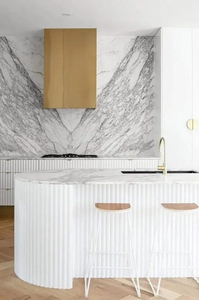 Gray Marble Gold Kitchen Statement