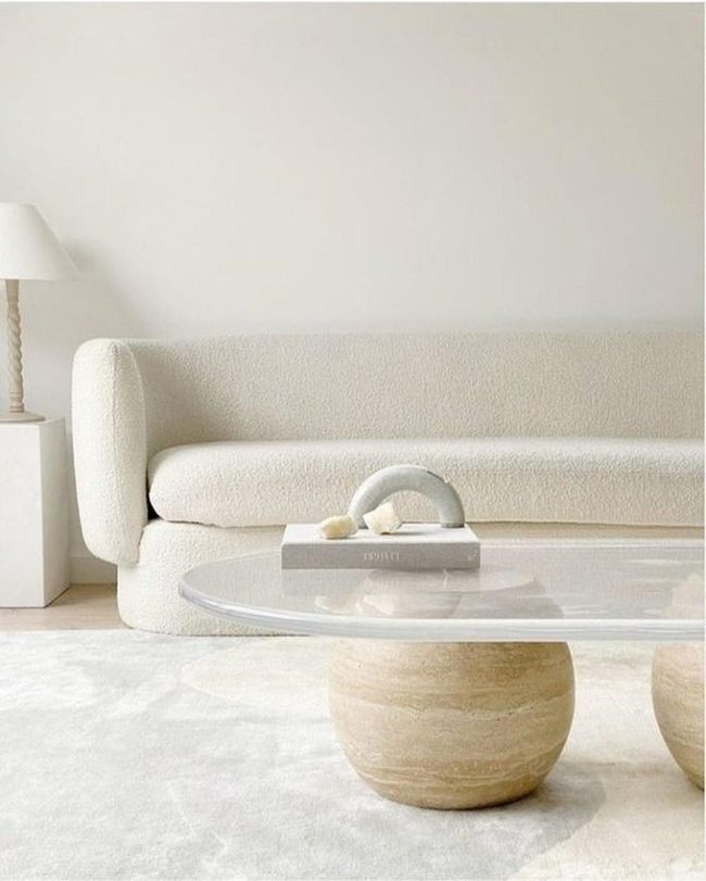 Curved Cream Sofa Centerpiece