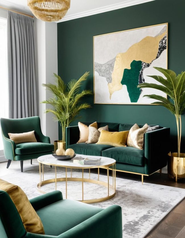 Dark Green and Grey Sitting Area