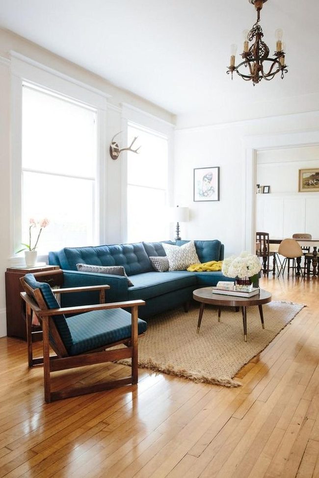 Blue Sofas Brighten Neutral Spaces