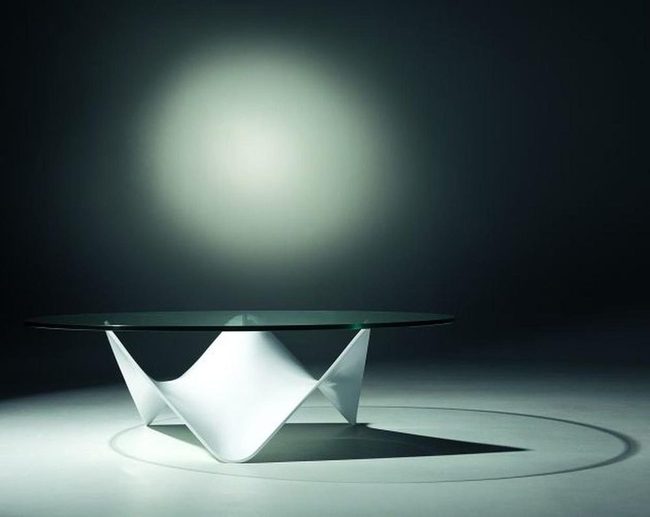 Glass Tables Curved White Bases