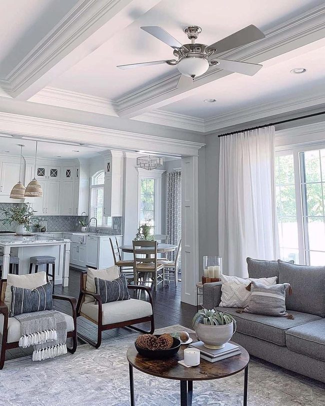 Gray Sofa Meets Natural Wood