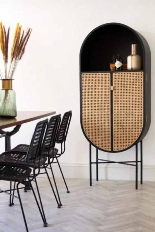 Black Metal Chairs, Woven Warmth