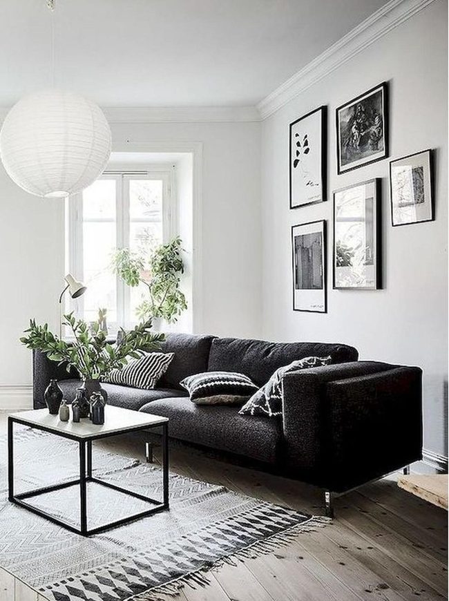 Dark Gray Sofa With Patterned Pillows