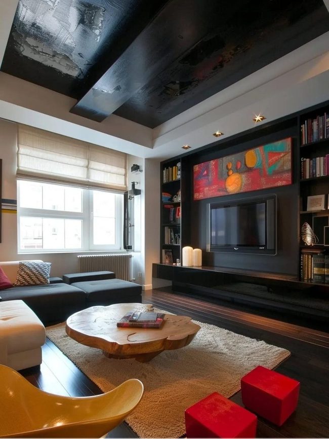 Rustic Timber and Stone Modern Living
