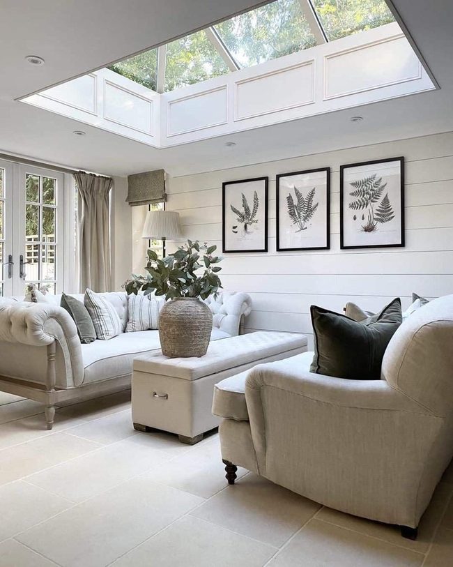 Greige Sofas With Modern Plants