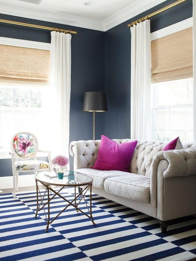 Deep Blue Walls With Gold Accents