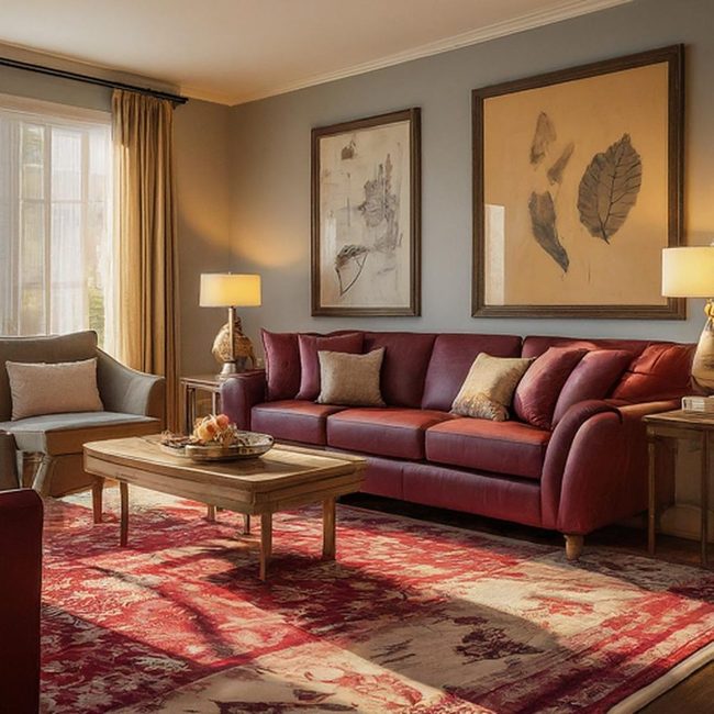 Red Area Rug Anchors Modern Rooms