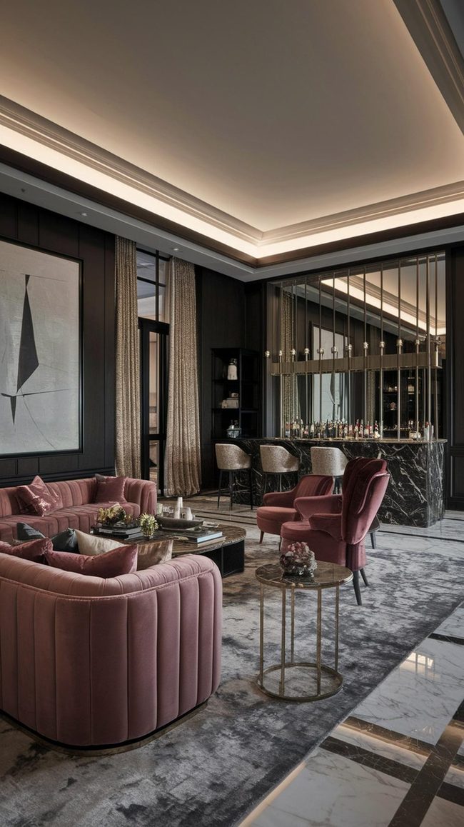 Dark Marble And Sculptural Statement Furniture