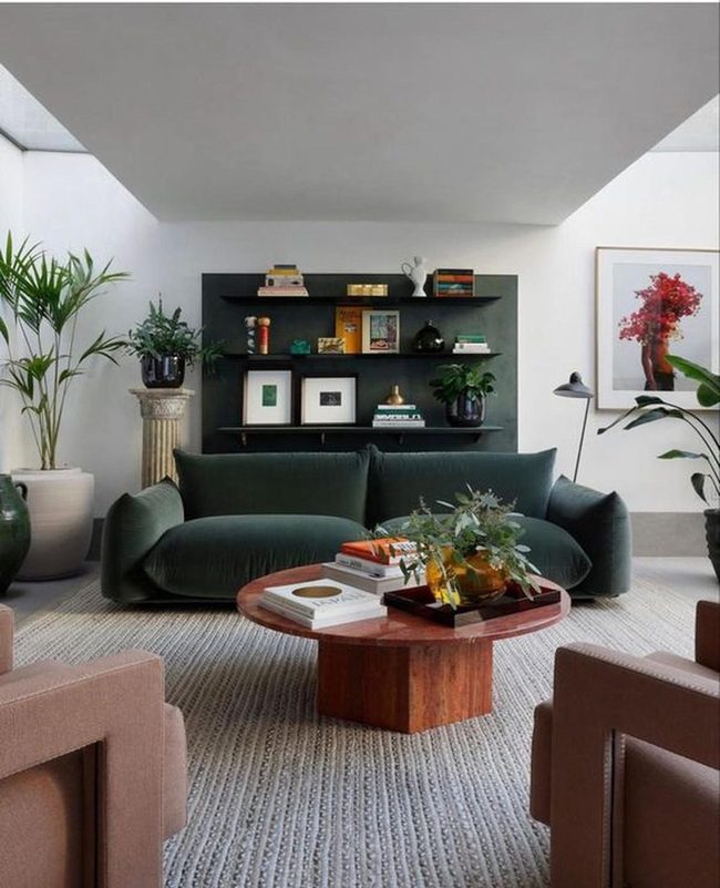 Green Velvet Sofa Statement Piece