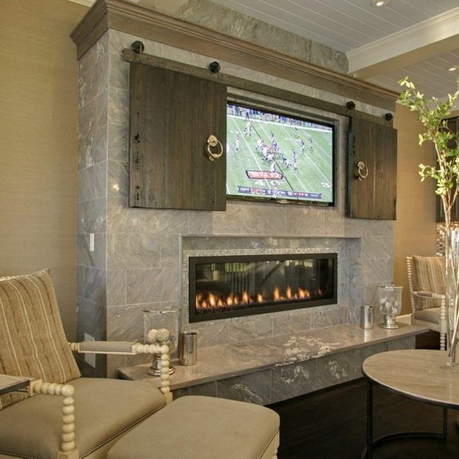 Gray Stone Fireplace With Modern Warmth